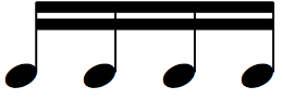 four sixteenth notes, semiquavers